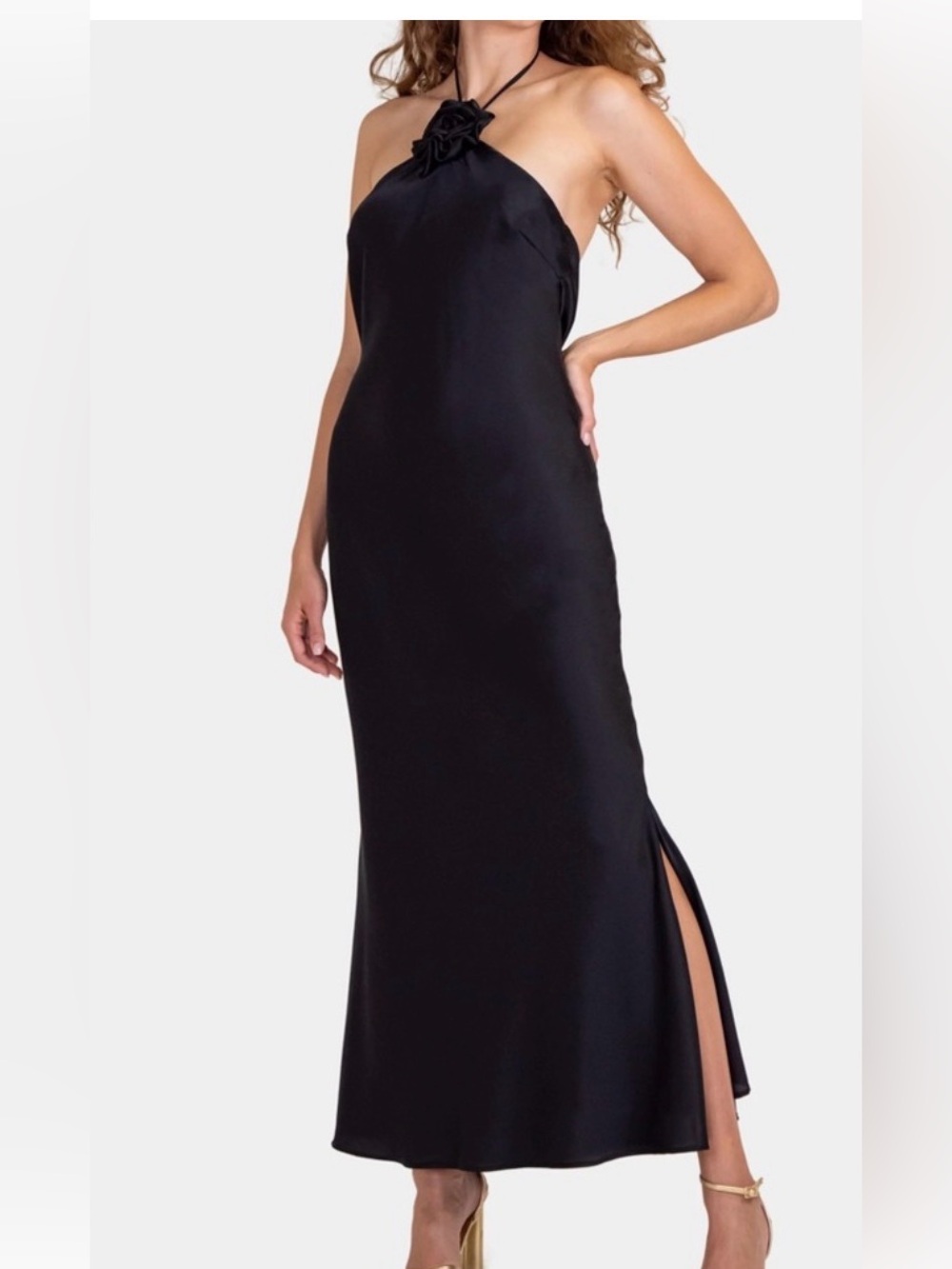 REVOLVE Black Strapless Halter Slip Dress